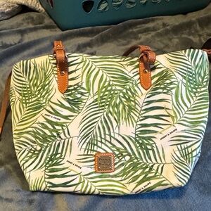 Dooney & Bourke White and Green Leaf Tote